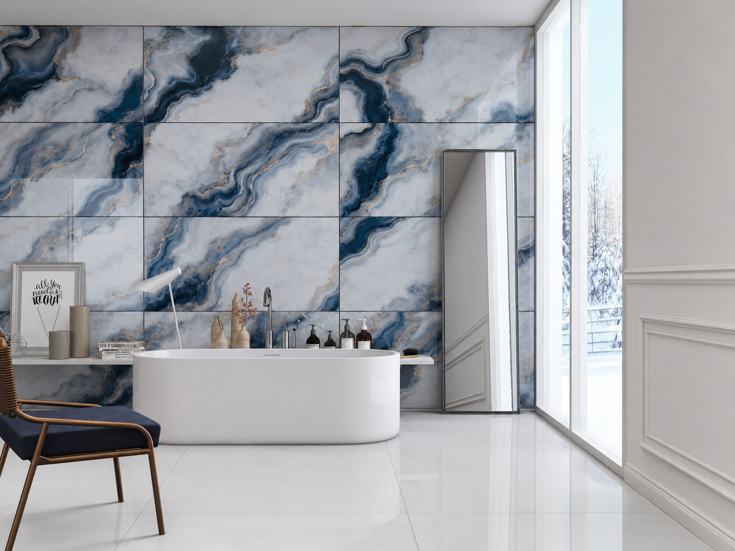 Cloudy White 60x120 cm Glass Tiles