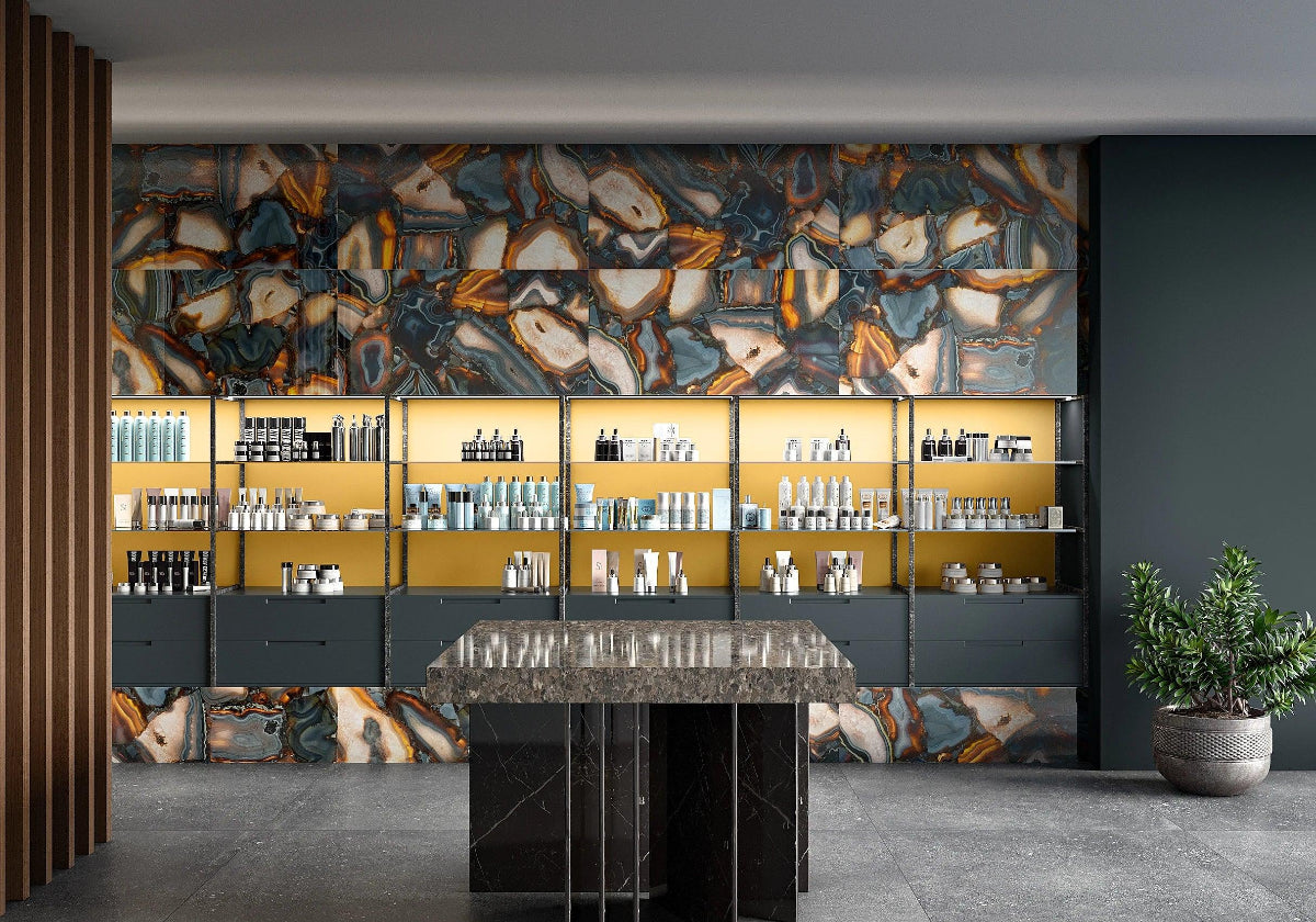 VOLCANIC CHARCOAL 60X120 CM GLASS - Surfaces Tiles