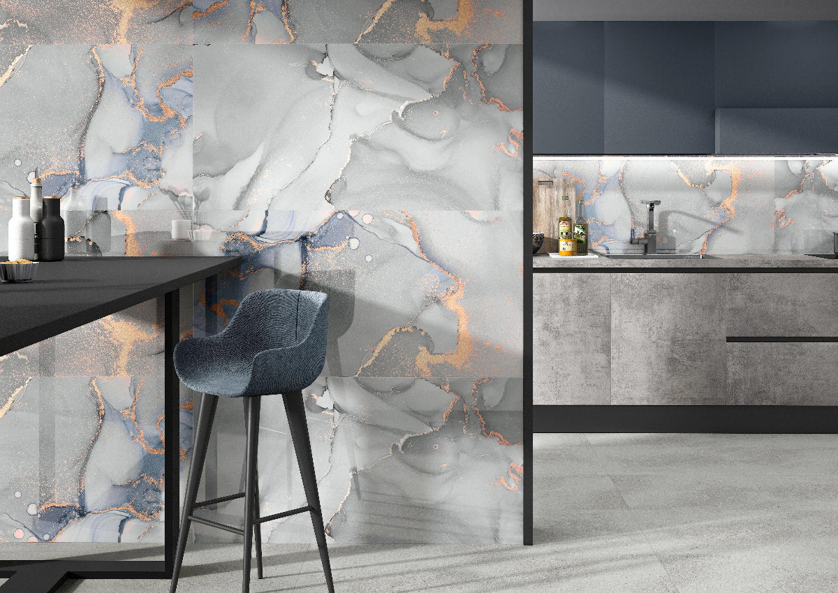 PEWTER GREY 60X120 CM GLASS TILES - Surfaces Tiles