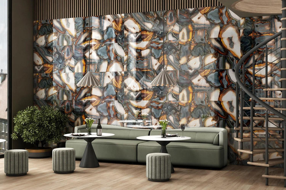 VOLCANIC CHARCOAL 60X120 CM GLASS - Surfaces Tiles