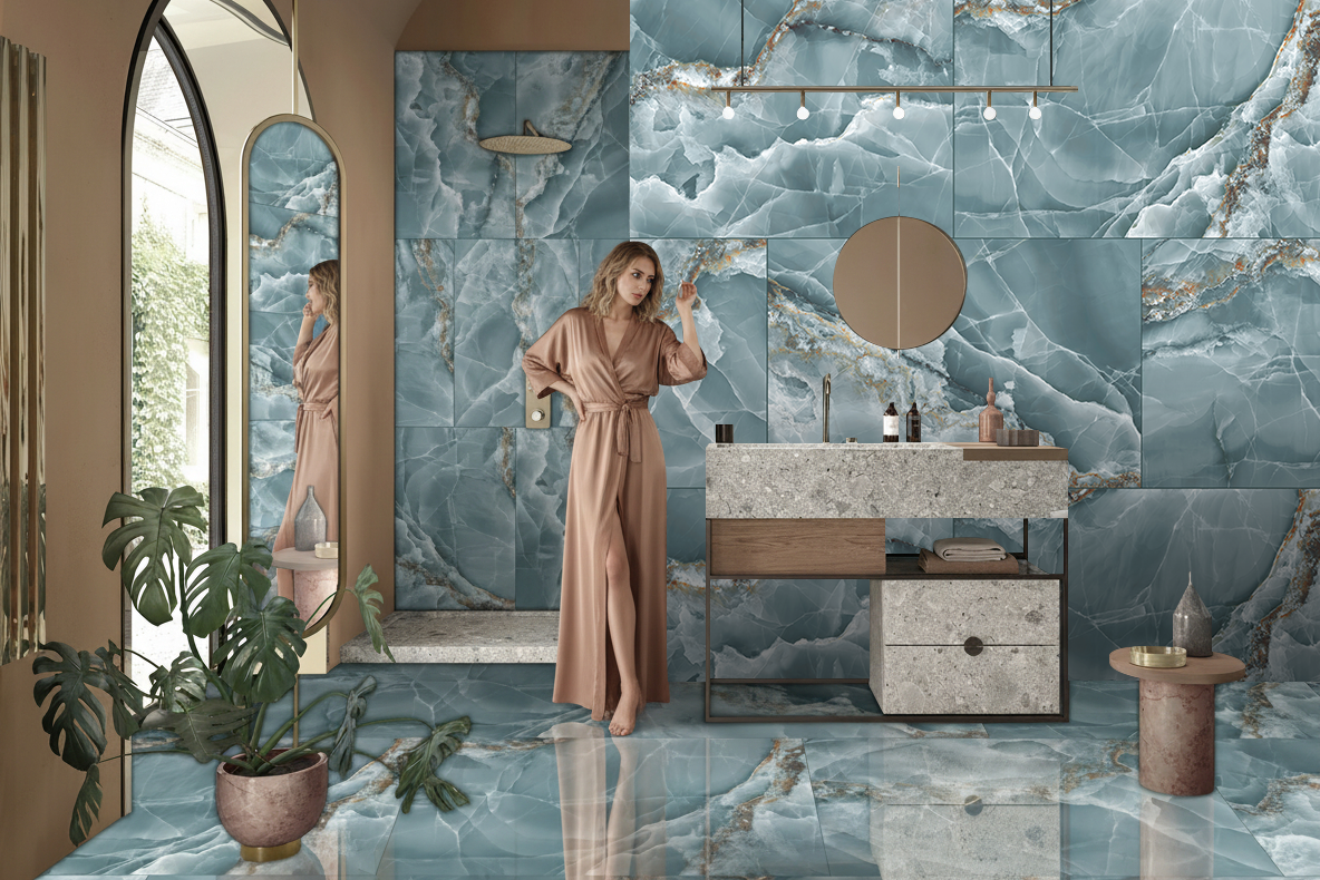 Dazzle Onyx Turquoise 80x120 cm High Gloss Tile