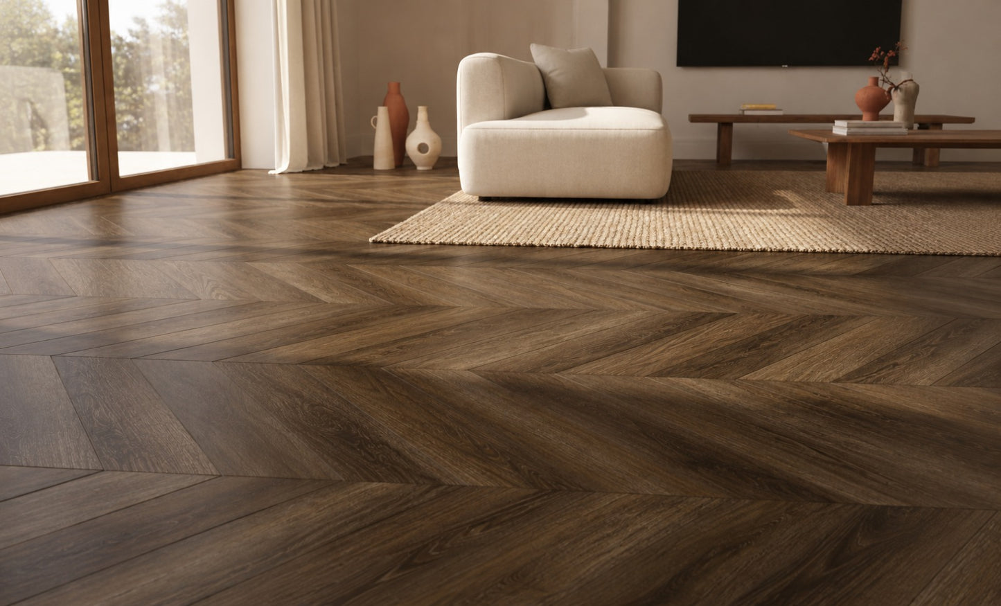 Espresso Ember Herringbone SPC Click Vinyl Flooring 1.5sqm Pack Waterproof Rigid Core Wood Effect Flooring with Built-in Underlay – 20 Planks