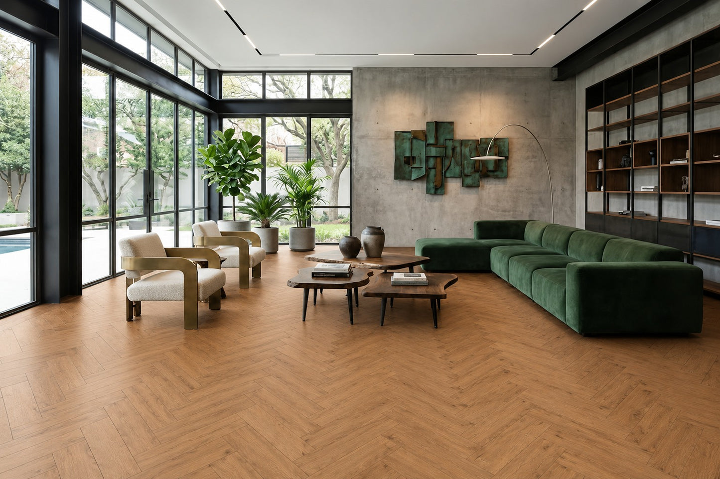 Golden Pine Herringbone SPC Click Vinyl Flooring 1.5sqm Pack Waterproof Rigid Core Wood Effect Flooring with Built-in Underlay – 20 Planks
