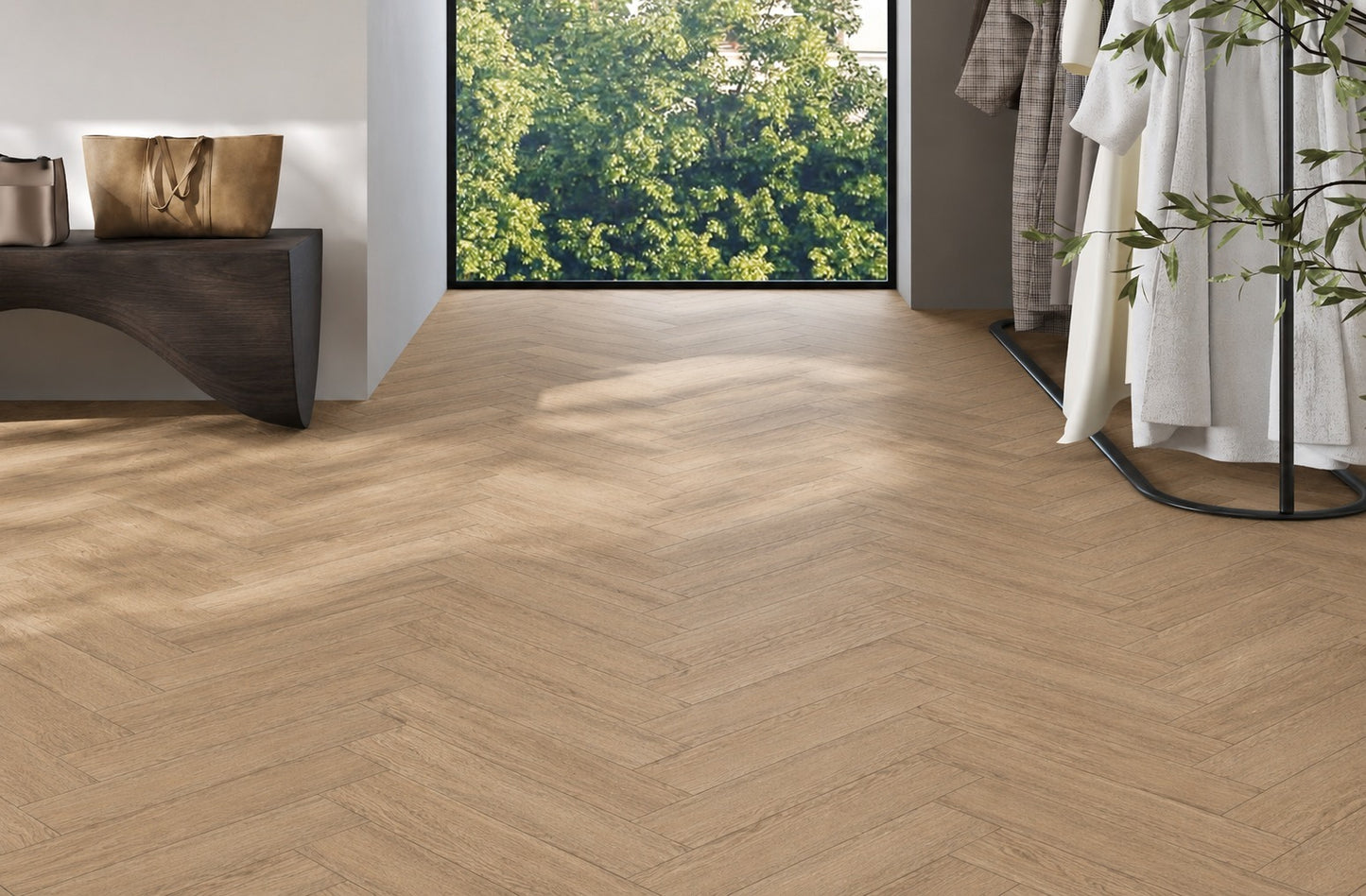 Greige Oak UP Herringbone SPC Click Vinyl Flooring 1.5sqm Pack Waterproof Rigid Core Wood Effect Flooring with Built-in Underlay – 20 Planks