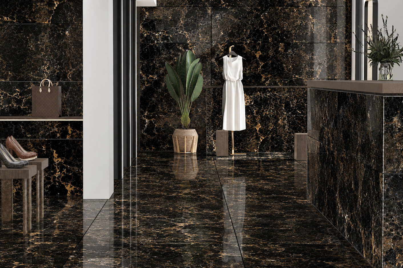 Milano Gold 60x120 cm High Gloss Tiles Luxury Marble Look Wall & Floor Tiles
