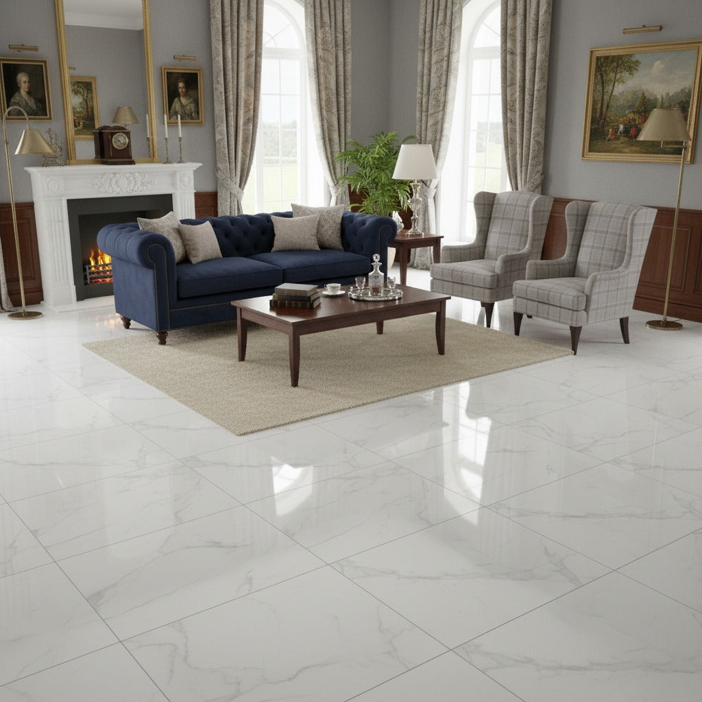 Mercure Marble White 60x120 cm Polished Porcelain Tile