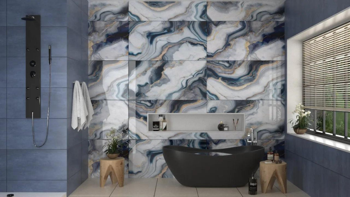 CLOUDY WHITE 60X120 CM GLASS TILES - Surfaces Tiles